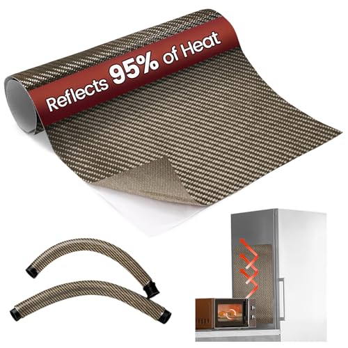Heat Shield Automotive Aluminum Reflects 95% of Radiant Heat, 12" x 24" Stove Heat Shield to Protect Refrigerator, Heat Shield Wrap for Exhaust, Motorcycle, Wood Stove, Cabinet, Fireplace (Brown) - color: Brown, size: 24" x 12" x 0.02"