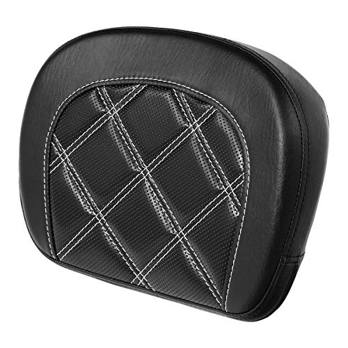 SLMOTO Passenger Sissy Bar Tour Trunk Bullet Detachable Pad Fit for Harley Touring Road King Road Glide Street Glide Electra Glide Softail 2018-2022 - color: Black White Rider Backrest Pad#101
