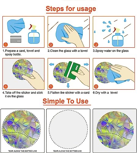 15PCS Bat Window Clings - Anti-Collision Decals to Save Birds from Collisions,Non Adhesive Prismatic Vinyl Clings, Rainbow Stickers - color: Bat