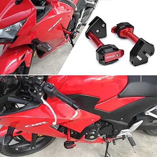 Motorcycle Falling Protection Frame Slider Fairing Guard Anti Crash Pad Protector Crash compatible with Honda CBR300R CBR 300R (2013-2023) (Red) - color: Red