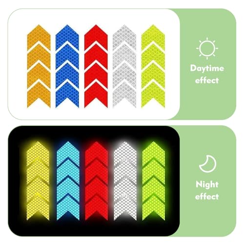 10 PCS Car Arrow Reflective Stickers, 1.97" x 1.81" Waterproof Safety Tapes, High Visibility Night Caution Warning Reflective Stickers, Universal for Most Cars (Green) - color: Green
