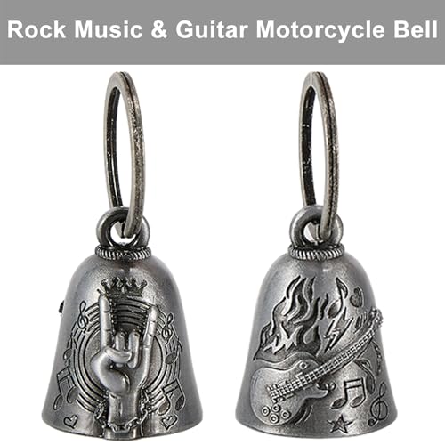 Dream Apparel Motorcycle Bell Guardian Angel Drive Away Gremlin, Biker Bell for Men Women Rider Riding, Good Luck Gift - style: Flame & Guitar