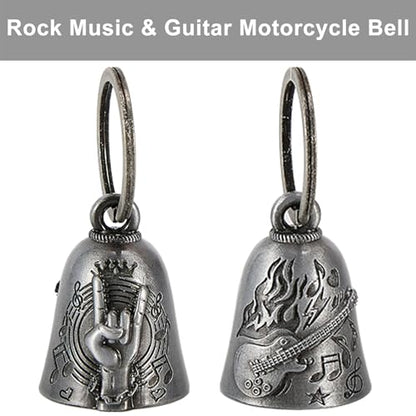 Dream Apparel Motorcycle Bell Guardian Angel Drive Away Gremlin, Biker Bell for Men Women Rider Riding, Good Luck Gift - style: Flame & Guitar