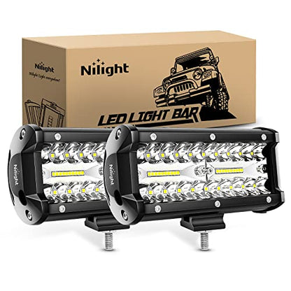 Nilight 18022C-B 6.5Inch 2PCS 6.5 Inch 120W Spot & Flood Combo Bar Driving Waterproof Led Work Light Triple Rows Off-Road Truck Car ATV SUV Jeep Cabin Boat, 2 Years Warranty (Pack of 12) - color: 2Pcs Led Pods, size: Led Pods (Pack of 12)