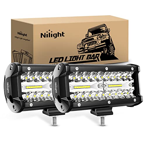 Nilight 18022C-B 6.5Inch 2PCS 6.5 Inch 120W Spot & Flood Combo Bar Driving Waterproof Led Work Light Triple Rows Off-Road Truck Car ATV SUV Jeep Cabin Boat, 2 Years Warranty - color: 2Pcs Led Pods, size: Led Pods