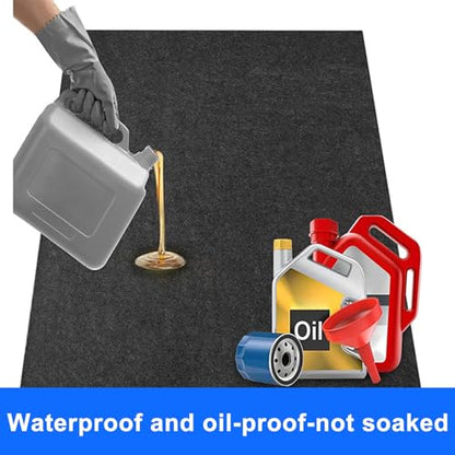 Heavy Duty Garage Floor Mat 17' x 7'5" Absorbent Oil Spill Mat for for Under Cars & Motorcycles, Waterproof Non-Slip Backing, Dark Grey Garage Parking Mat,Protects Surfaces 1 Set Square