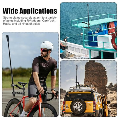 Motorcycle Mount Kit with 47" Invisible Selfie Stick Compatible for Insta 360 X5 X4 X3 X2 X RS GO 3 Heavy-Duty Double Clamp Camera Bike ATV RV Mount Kit Compatible for Gopro 13-8, Osmo 360, Osmo Nano