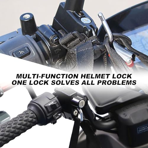 2 PCS Motorcycle Helmet Lock, Anti-Theft Security Aluminum Alloy Handlebar Locks with 2 Keys, Tamper-Proof Safety Helmet Holder Hook for Motorcycles ATVs Dirt Bikes Scooters (Lock+Cable) - color: Lock+Cable