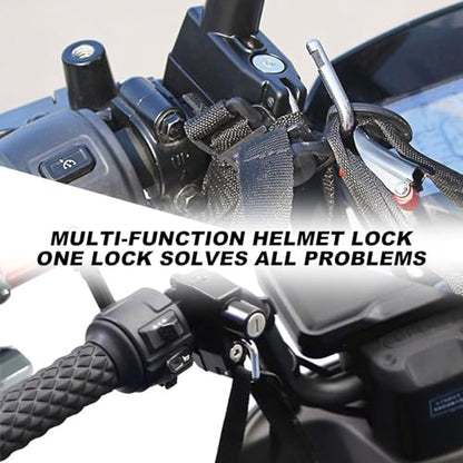 2 PCS Motorcycle Helmet Lock, Anti-Theft Security Aluminum Alloy Handlebar Locks with 2 Keys, Tamper-Proof Safety Helmet Holder Hook for Motorcycles ATVs Dirt Bikes Scooters (Lock+Cable) - color: Lock+Cable