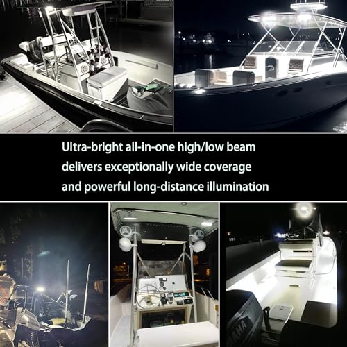 2PC Super Bright Led Boat Lights- Waterproof High/Low Beam Spot Flood Combo Light Bar for Boats, Trucks, Off-Road, Cars, Motorcycles 30W/2400LM Marine Deck Dock Light,Fog Lamp for Night Fishing Kayak - size: 2PCS