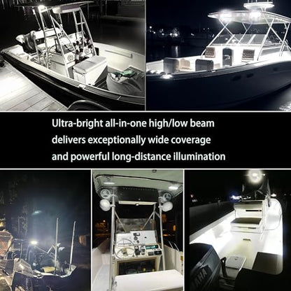 2PC Super Bright Led Boat Lights- Waterproof High/Low Beam Spot Flood Combo Light Bar for Boats, Trucks, Off-Road, Cars, Motorcycles 30W/2400LM Marine Deck Dock Light,Fog Lamp for Night Fishing Kayak - size: 2PCS