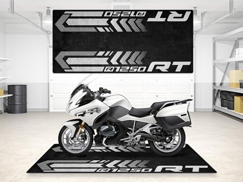 Parking Mat for R1250 RT Motorcycle Model, Display and Pit Mat, Washable Non-Slip Garage and Showroom Floor Carpet - Rug (Alpine White 3, Size 2: 102 x 47/260 x 120 cm) - color: Alpine White 3, size: 3'11" x 8'6" (Oblong)