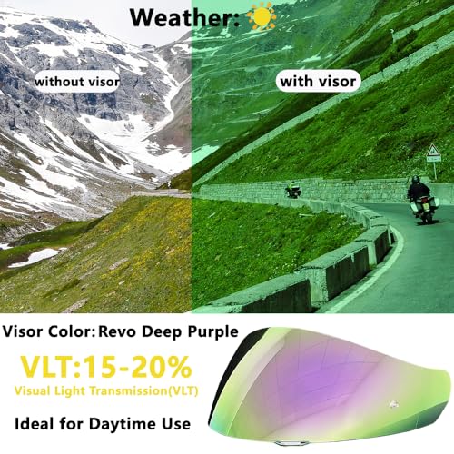 HJ-17 Helmet Visor Replacement,UV Protective Helmet Face Shield Compatible with CL-MAX II,IS-MAX BT,SY-MAX III,IS-MAX II,CL-MAX 3,C90,C91,C91N (Revo Deep Purple-Day Use Only) - color: Revo Deep Purple-day Use Only