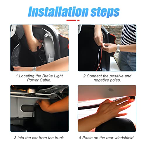 Car LED Brake LED Strip Light, 35inch 144LED DC12V High Mount Stop Brake Light Bar, Rear Window Warning Signal Light for Vehicles Trucks Cars
