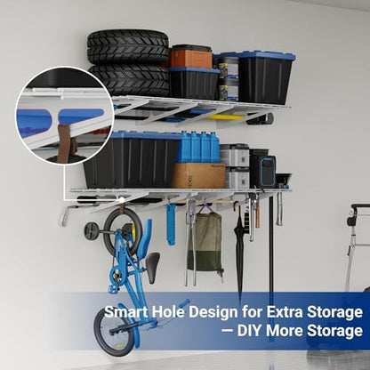 FLEXIMOUNTS 2-Pack 2x6ft Garage Shelving 24-inch-by-72-inch Heavy Duty Wall Mounted Shelves Garage Storage Rack Floating Shelves, 1400lbs Load Capacity, White, Classic Series - color: White, size: 2 pack-2x6 ft