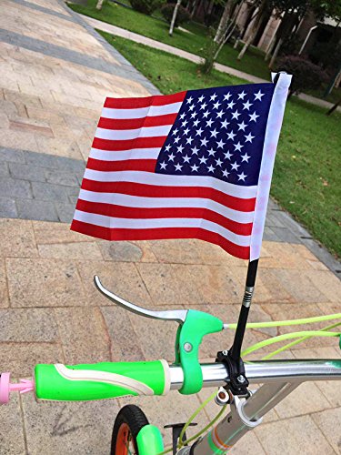 Kids Bike Cycling Handlebar Safety Flag Pole Polyester Full Color Tear-Resistant Waterproof Flag American Flag July 4 Independence Day Bike and Tike Parade Red White Blue Flag - color: American Flag