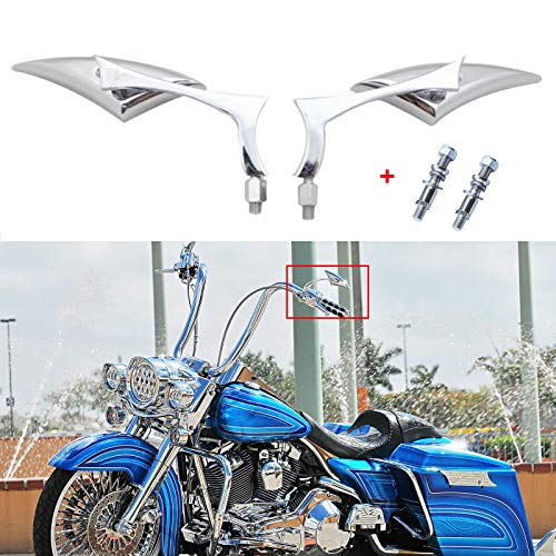 Chrome Motorcycle Blade Rear View Mirrors Compatible with Harley Road King Street Glide Softail Road Glide Electra Dyna Cruiser Bobber Chopper - color: Chrome-Harley