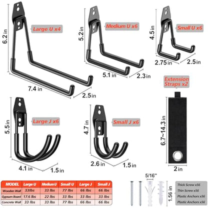 MKRUI 30-Pack Garage Hooks for Storage & Hanging Items, Save Space