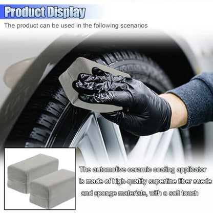 Suede Microfiber Applicator Pad, Multi-Purpose Ceramic Spray Coating Sponge Pads, Car Detailing Sponge for Car Paint, Metal, Plastic Trim, Applying Wax, Sealants, Other Conditioners (2PCS) - size: 2PCS
