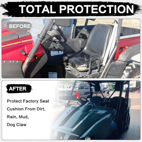 Rhino 700 Seat Covers with Headrest Covers - Waterproof PU Coatin Compatible with Rhino 700 660 450 2004-2021,Black UTV Seat Cover