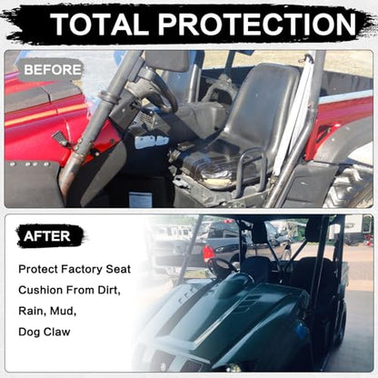 Rhino 700 Seat Covers with Headrest Covers - Waterproof PU Coatin Compatible with Rhino 700 660 450 2004-2021,Black UTV Seat Cover