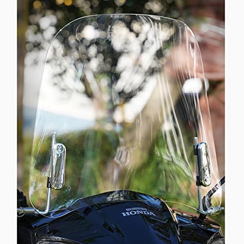 Mokuo Univeral Motorcycle Windscreen 17.2" x 16.5" Large Size Wind Splitter Wind Deflector Windshields Fit for Honda PCX150 Yamaha Zuma Scooter Chinese Mopeds