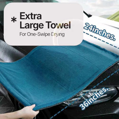 Extra Large Car Drying Towel, 36 Inches, 1300gsm,Super Absorbent Polyamide, Double-Twisted Design - color: Blue and Grey