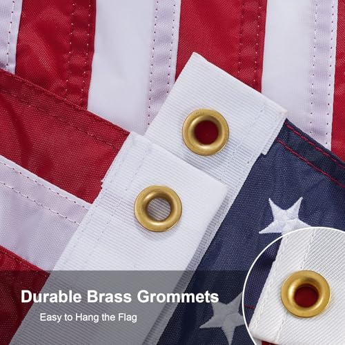 SYII American Flag 16x24 Inches, Embroidery 50 Stars Ensign Nautical US Boat Flags with 2 Brass Grommets, Heavy Duty Nylon Outdoor Banner for Marine Yacht UTV - color: 16x24 American Flag
