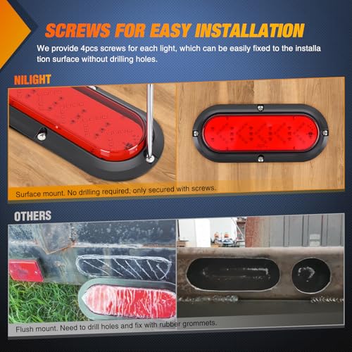 Nilight 6Inch Oval Tail Light 2PCS 35LED Arrow Red Running Stop Brake Lights Surface Mount Waterproof for 12V Caravan Truck RV Camper Trailer Bus - color: Red Arrow Lights 2Pcs