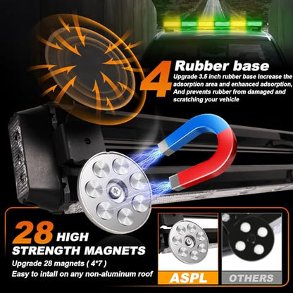 ASPL 26inch 126 LED Emergency Rooftop Strobe Lights Bar w/Controller Double Side Warning Hazard Snow Plow Flashing Light Traffic Advisor Safety Light for Work Trucks Vehicles Tow Pickup(Amber/Green) - color: Amber/Green
