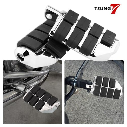 TSUNG Motorcycle Foot Pegs – Male Mount Rider/Passenger Footrests, Wide Higway Foot Rest Pedal Fit for Most V-Twin, Cruiser & Touring Motorcycles (Chrome) - color: Chrome