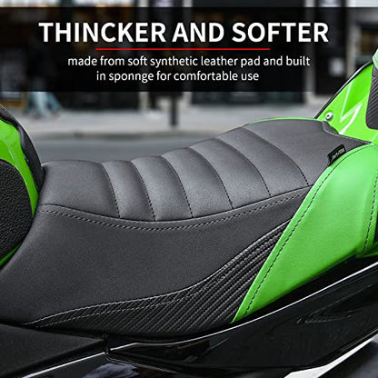 Motorcycle Ninja 400 Z400 Front Driver Rider Solo Seat Cowls Anti Slip Rear Passenger Seat Covers Cushion Pad for Ka-wasaki Ninja400 Ninja-400 Z 400 Z-400 2018 2019 2020 2021 2022 2023 (Black-Front) - color: Black-Front