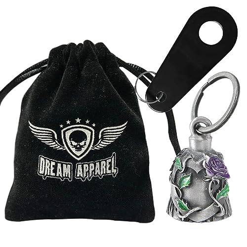 Dream Apparel Motorcycle Bell Guardian Angel Drive Away Gremlin, Biker Bell for Men Women Rider Riding, Good Luck Gift - color: Purple Rose