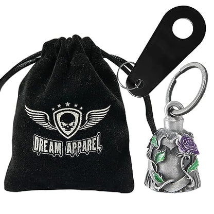 Dream Apparel Motorcycle Bell Guardian Angel Drive Away Gremlin, Biker Bell for Men Women Rider Riding, Good Luck Gift - color: Purple Rose