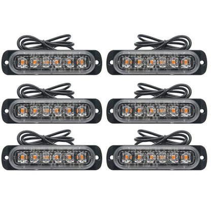 Riloer Amber/White Emergency Strobe Lights 1-Pack, High Brightness Hazard Flashing Strobe Light Bar for Off Road Vehicle, ATVs, Truck, Universal 6-LEDs 18W Surface Mount Warning Light