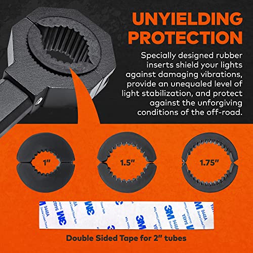 LAMPHUS Off-Road ATV UTV Light Bar Mounts Mounting Bracket Clamp Kits [1"/1.5"/1.75"/2" Inch] [360-Degree] [2 x Stud Size] Aluminium Unit Bull Roll Cage Clamps Mount - size: 2-Pack (Standard)