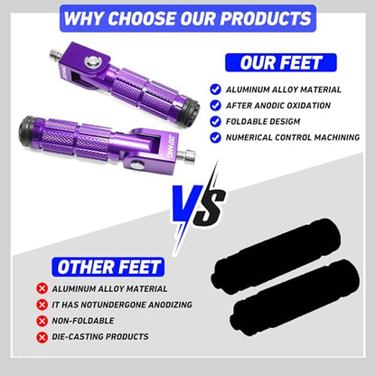 Universal Motorcycle Bicycle Folding Passenger Foot Pegs M8 Rearsets Rear Set Footrests Footpeg Foot Rest Peg Pedals For Bike Install Hole 8mm (A-ZDJT-012-Purple) - color: A-ZDJT-012-Purple