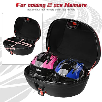 Yescom AHR 48L Motorcycle Top Case with Light Universal Tour Tail Box Scooter Trunk - size: 48L w/ LED