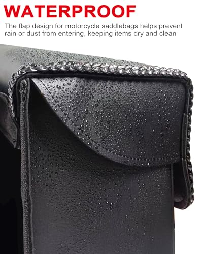 Dream Apparel Faux Leather Motorcycle Saddle Bags Throw Over Saddlebags, PVC Motorcycle Side Bags for Honda Shadow Sportster Softail Dyna V-star (Black, No Studs)