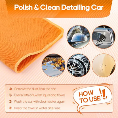 2PCS Clay Towel Auto Detailing, Clay Bar Towel Cloth Auto Detailing for Car (12 x 12 in) (Orange) - color: Orange