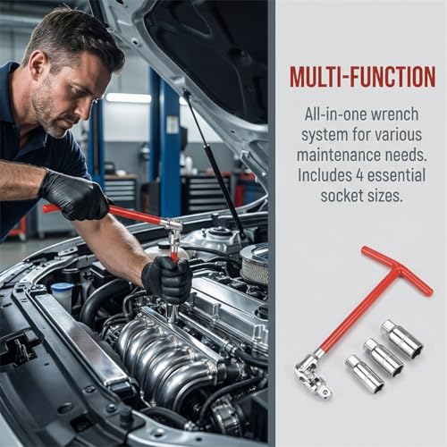 3PCS Car Spark Plug Socket Wrench T-Handle, 16mm 5/8" & 21mm 13/16" Spark Plug Boot Removal Installer Tool, T-Bar Joint Socket Wrench Remover, Fits Motorcycle Small Motor Vehicle - size: 3PCS