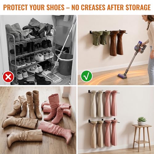 ORLESS Wader Hangers 4-Pair Boot Rack Garage Storage, Cowboy Boot Holder, Metal Wire Organizer for Entryway