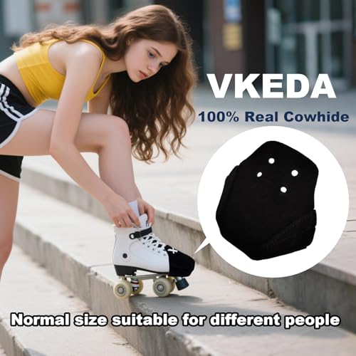 100% Real Cowhide | Toe Cap Guard Protectors | Roller Skate Derby Speed 1 Pair(Black) - color: Black