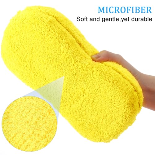 Tanlade 2 Pcs Large Car Wash Sponge for Cleaning, The Microfiber Sponges for Car Washing Supplies, Trucks and Motorcycles (Blue,Yellow) - color: Blue,yellow
