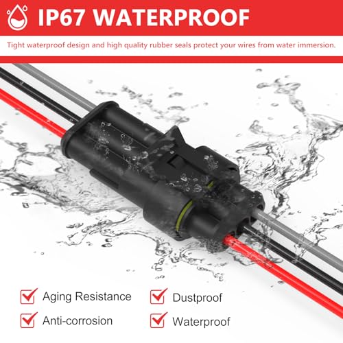 3 Pin Waterproof Electrical Wire Connectors 10 Pack Weather Pack Connectors Kit 20AWG Male and Female Automotive Wire Connectors for Car Truck Motorcycle Boat Auto Wiring - size: 3pin-10Pack