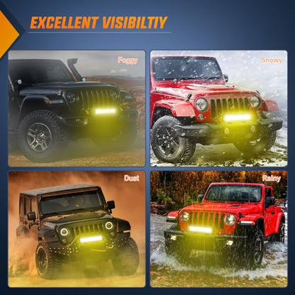 Nilight LED Light Bar 12 Inch 72W Spot Flood Combo Yellow Beam Off Road Lamp Fishing Hunting Emergency Deck Work Lighting for Trucks UTV Pick-up Van Boat Tractor - color: Yellow