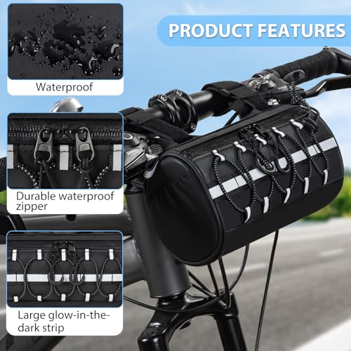 GMAK 2 in 1 Bike Handlebar Bag, Bike/Bicycle Front Bags with Reflective Area & Shoulder Straps, Small Bicycle Handle Bar Bag Cycling Pouch Pack Bike Accessories for Road Mountain Bike Cycling Travel