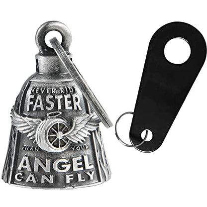 Dream Apparel Motorcycle Bell Guardian Angel Drive Away Gremlin, Biker Bell for Men Women Rider Riding, Good Luck Gift - color: Wing Wheel