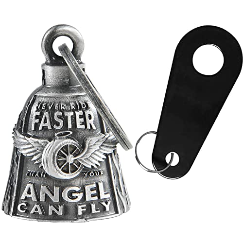 Dream Apparel Motorcycle Bell Guardian Angel Drive Away Gremlin, Biker Bell for Men Women Rider Riding, Good Luck Gift - color: Wing Wheel