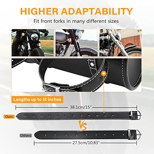 NICECNC Motorcycle Fork Bag - PU Leather Universal Tool Bag with Reinforced Straps, Waterproof, Black - color: Black